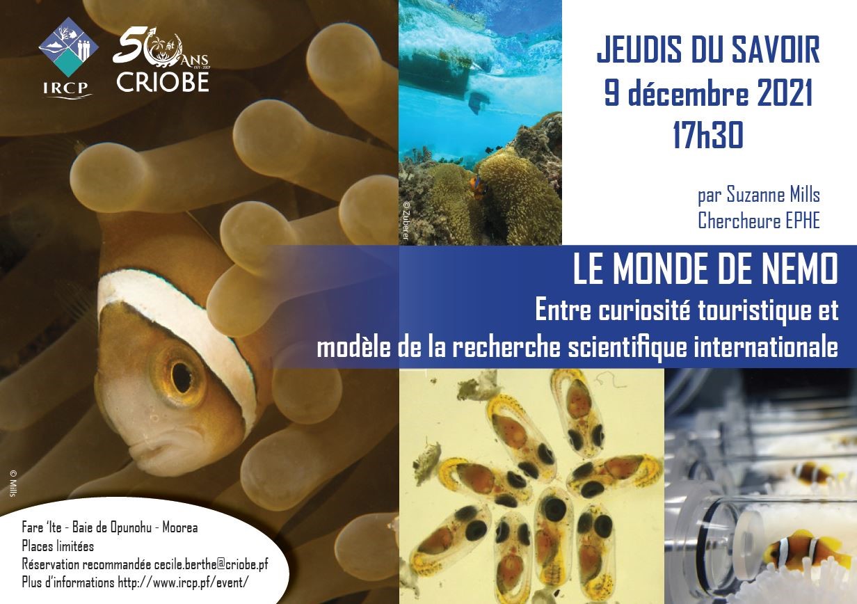 Les Jeudis du savoir | Le monde de Nemo : entre curiosité touristique et modèle de la recherche scientifique internationale | Criobe